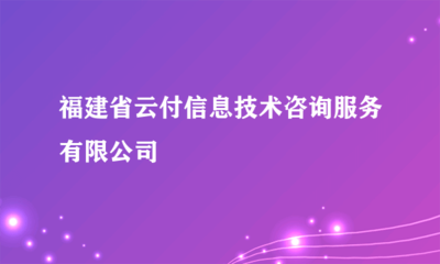 福建省云付信息技術咨詢服務